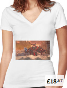 Fire Chimera Women's Fitted V-Neck T-shirt Summoners War [220x290]